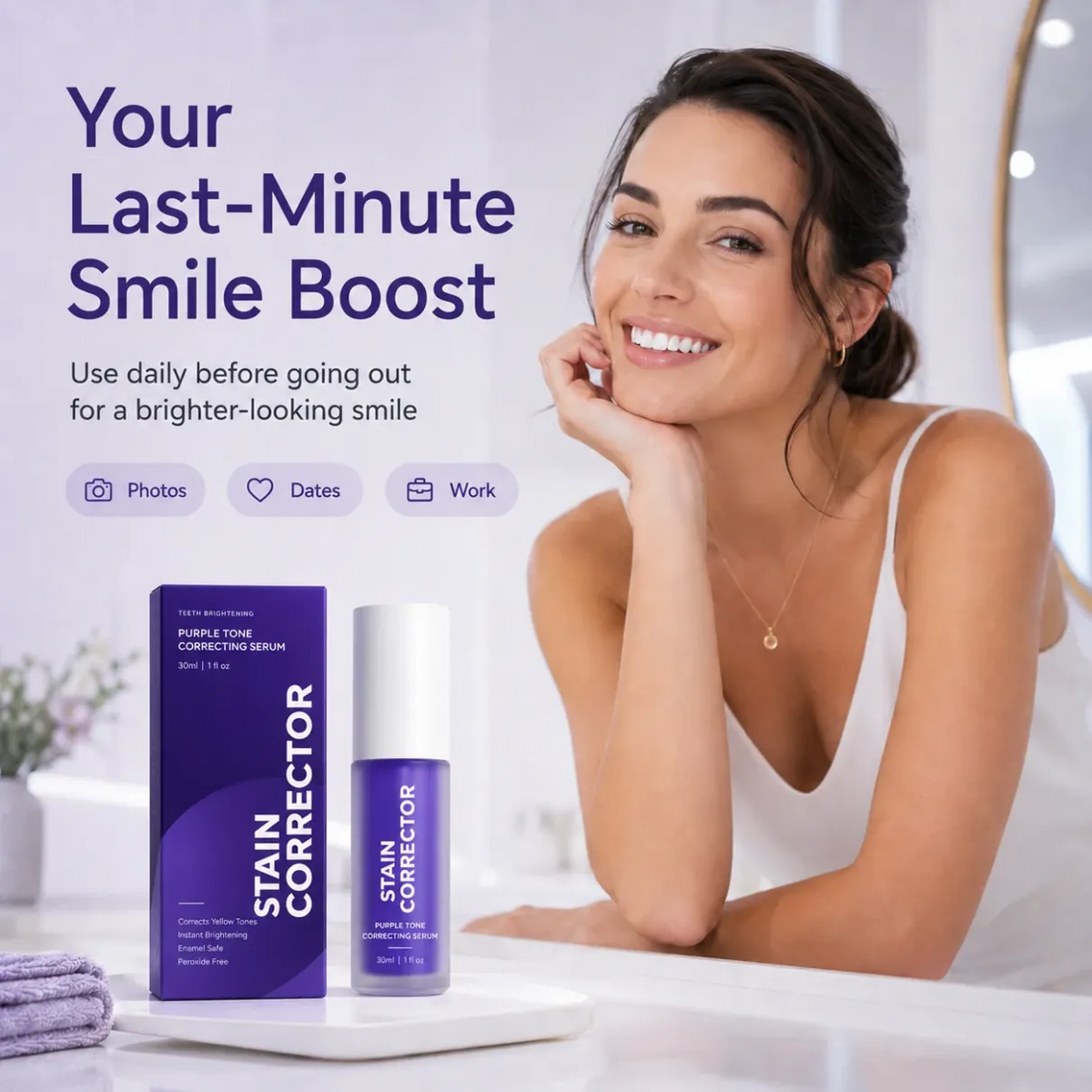 Purple Teeth Whitening Serum – Instant Color Correcting Smile Booster
