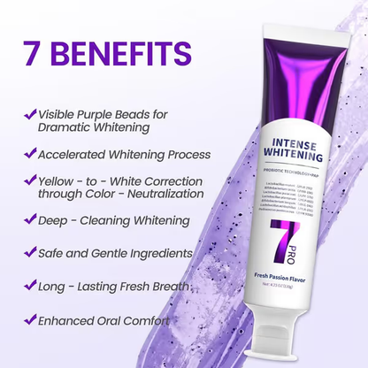 7-Pro Intensive Whitening Toothpaste – Purple Formula with 7 Probiotics for a Brighter, Fresher Smile