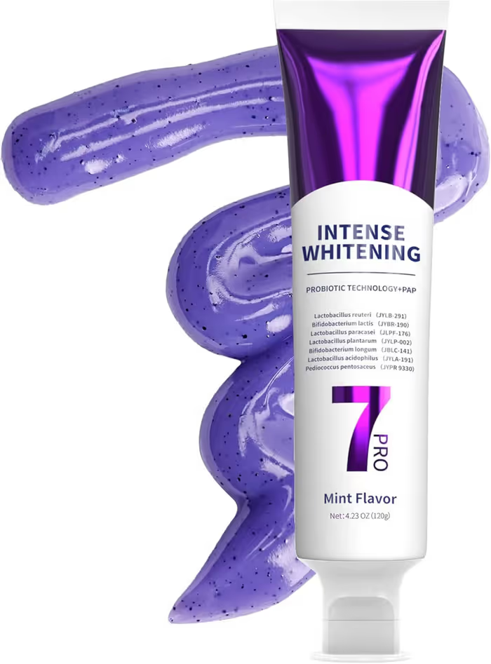 7-Pro Intensive Whitening Toothpaste – Purple Formula with 7 Probiotics for a Brighter, Fresher Smile