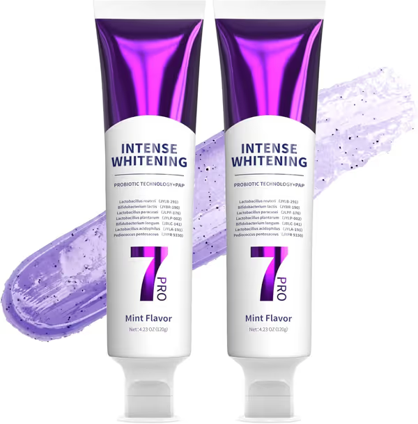 7-Pro Intensive Whitening Toothpaste – Purple Formula with 7 Probiotics for a Brighter, Fresher Smile