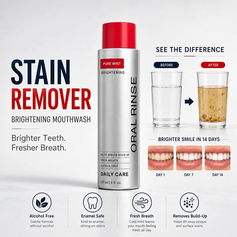 Stain Whitening Mouthwash – Fresh Breath & Brighter-Looking Teeth, 237ml