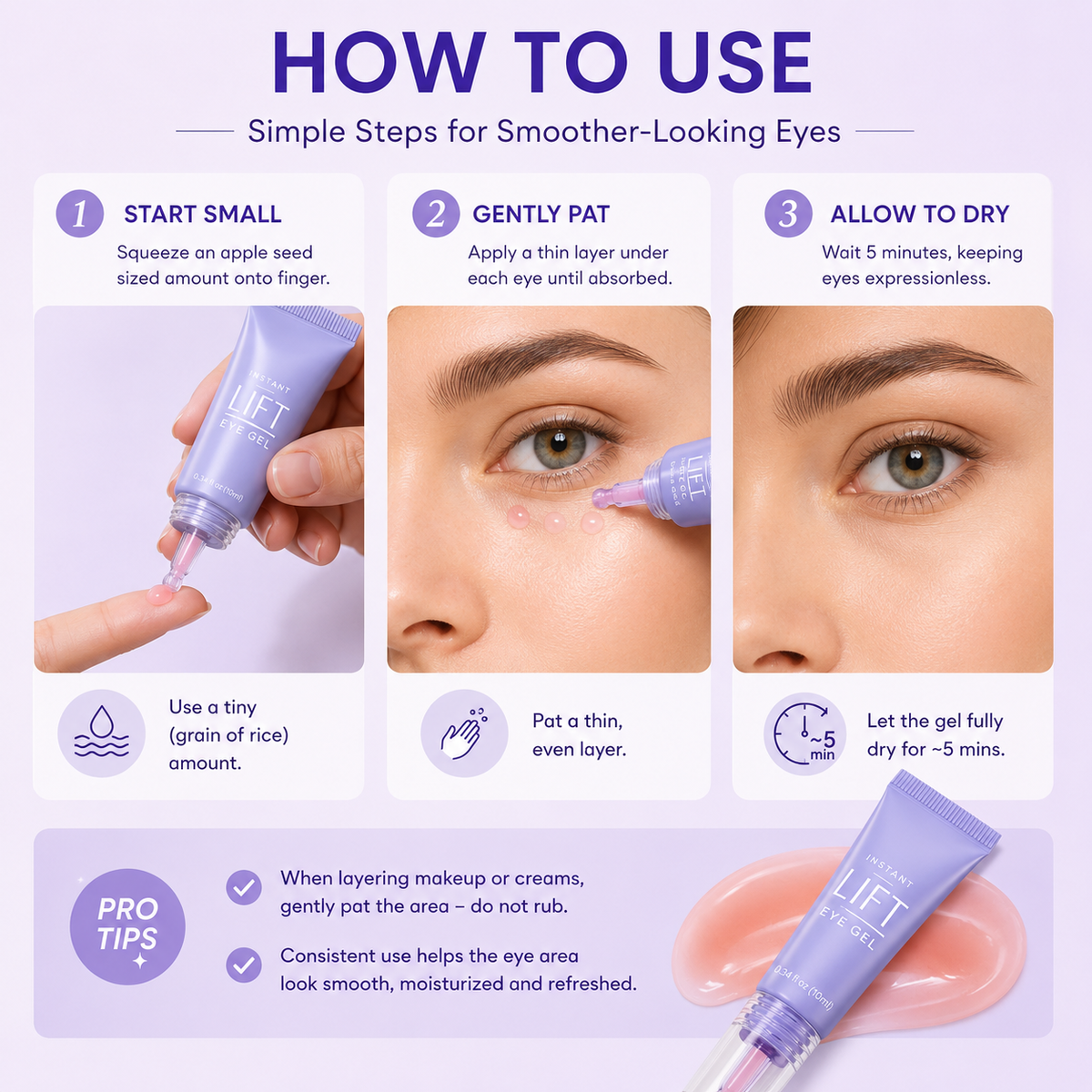 Instant Lift Eye Gel – Refreshes the Look of Puffiness, Dark Circles & Fine Lines