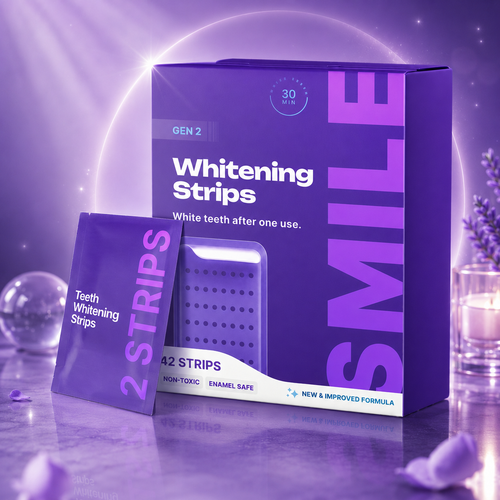 Purple Teeth Whitening Strips for Sensitive Teeth – Peroxide-Free | 7/21 Whitening Sessions