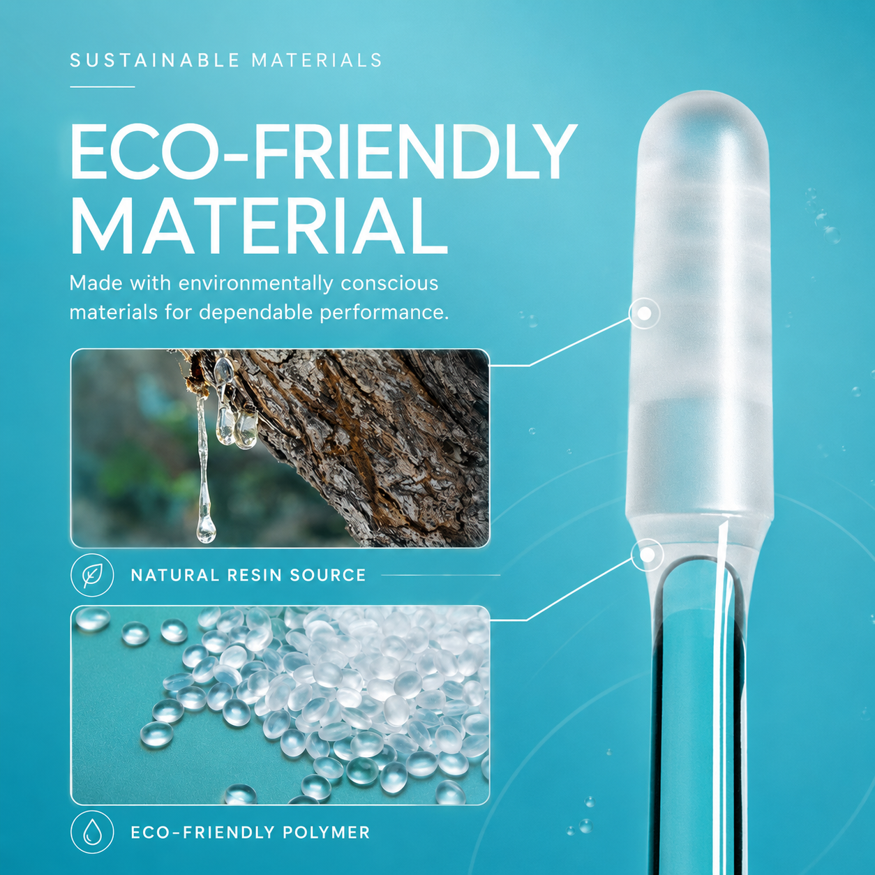 Sticky ear cleaner tip and material detail
