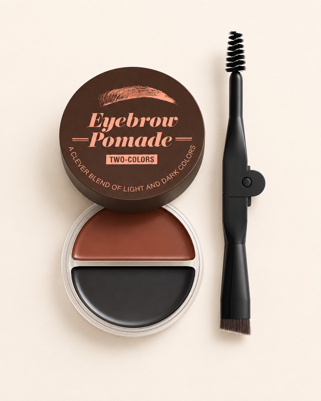 Eyebrow Pomade – Brown & Black Waterproof Brow Cream with Dual-Ended Brush