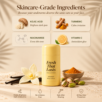 Kojic Acid + Turmeric Brightening Deodorant – Aluminum-Free with Vanilla & Pistachio