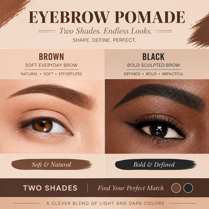 Eyebrow Pomade – Brown & Black Waterproof Brow Cream with Dual-Ended Brush