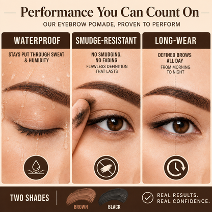 Eyebrow Pomade – Brown & Black Waterproof Brow Cream with Dual-Ended Brush