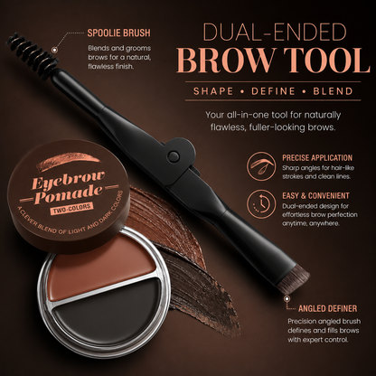 Eyebrow Pomade – Brown & Black Waterproof Brow Cream with Dual-Ended Brush