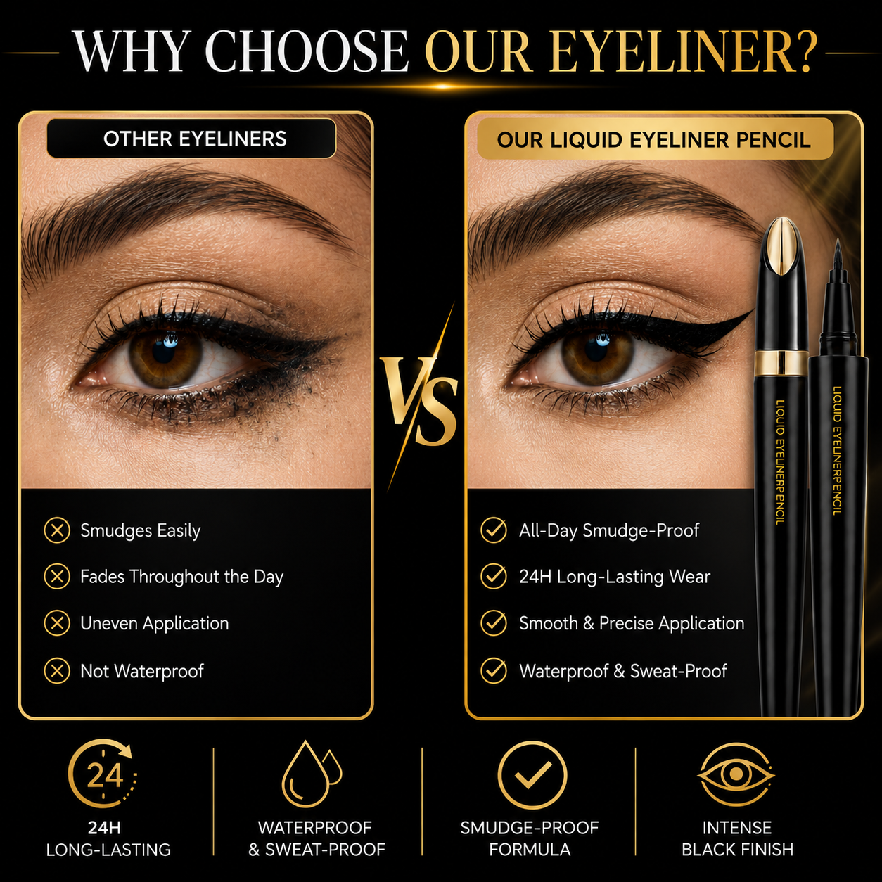 Long-Lasting Smudge-Proof Liquid Eyeliner Pen