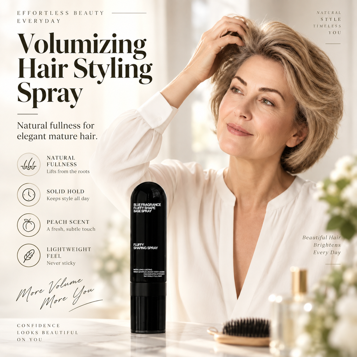 Peach-Scented Hair Volumizing Spray – Lightweight Bounce, Fuller-Looking Hair & Long-Lasting Hold