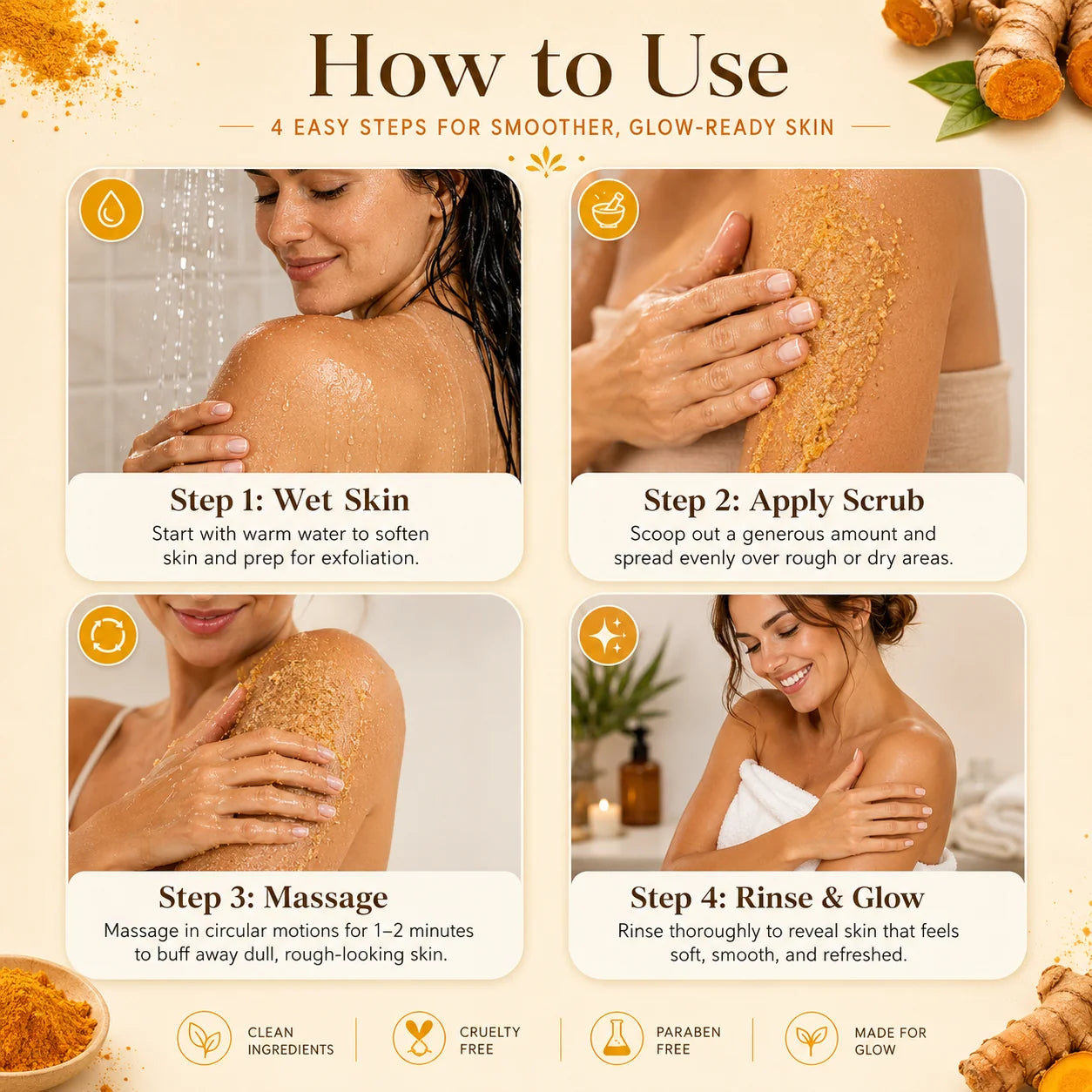 Turmeric Glow Scrub — Buff Away Dull, Rough Skin for a Softer, Smoother-Looking Glow
